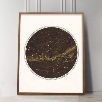 gold constellation chart print