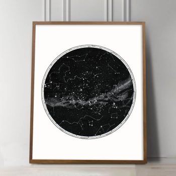 german celestial map chart print in black