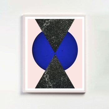 pink and yves klein blue geometric art