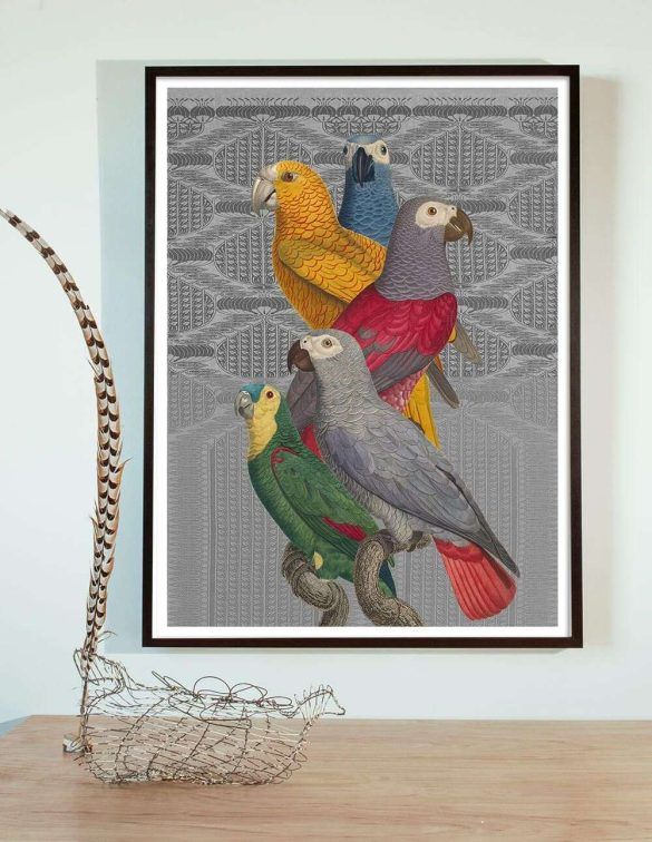 antique bird collage