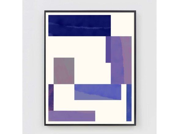 pink and purple abstract geometric print with black frame