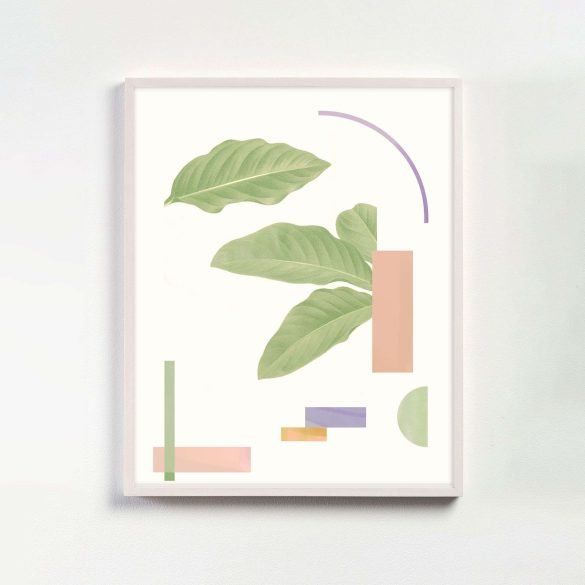 pastel modern geometric print with botanicals