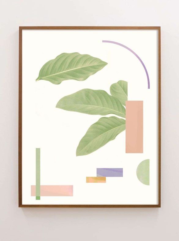 abstract geometric print with botanical collage