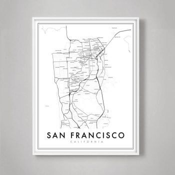 minimalist san francisco neighborhood map print