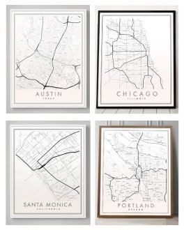 modern city maps and neighborhood maps print
