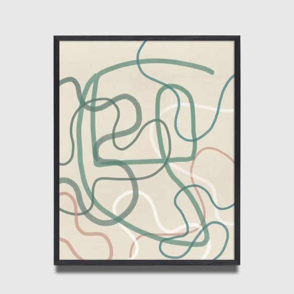 abstract modern art print with green and pink