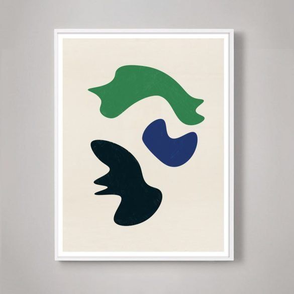 abstract modern blue and green art print