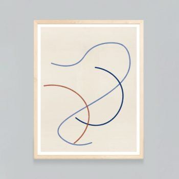 minimal scandinavian blue and orange art print