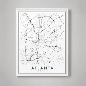 atlanta city neighborhood map print