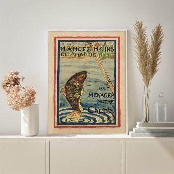 vintage fish poster print french wwI