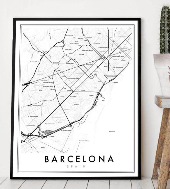Barcelona Spain map print