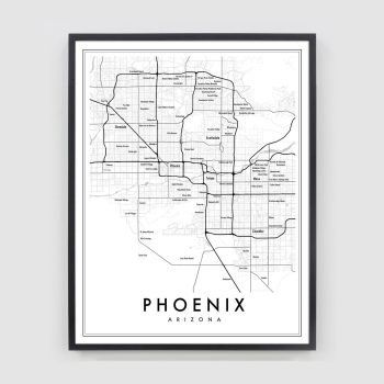 Phoenix Arizona neighborhood Map Print