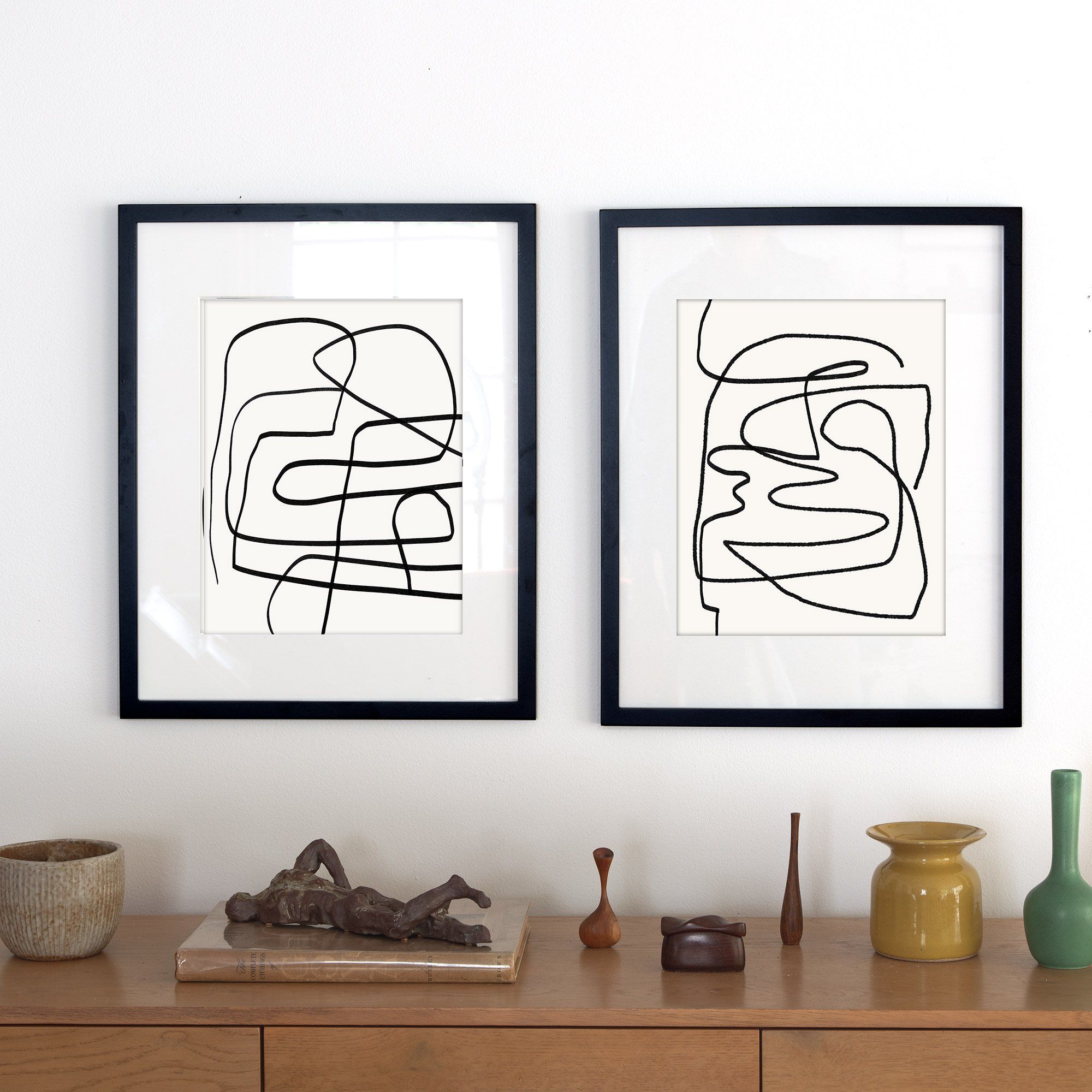 minimalist modern abstract print set of 2