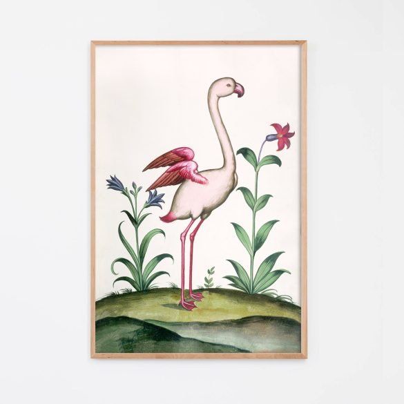 vintage pink flamingo print