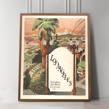 vintage los angeles art print with palm tree